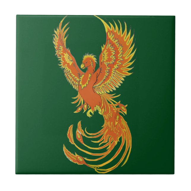 Phoenix Rising Keramik Tile Fliese (Vorderseite)