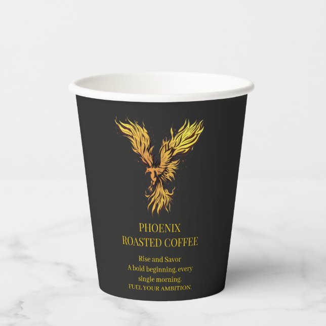 Phoenix Rising Kühnes Design Pappbecher (Vorderseite)