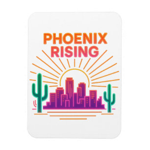 Phoenix Rising Neon City – Retro Synthwave Wüste Magnet