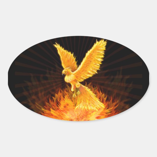 Phoenix Rising Ovaler Aufkleber (Vorderseite)