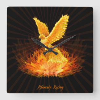 Phoenix Rising Quadratische Wanduhr