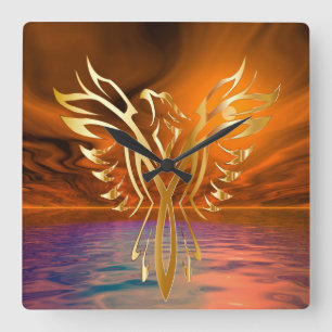 Phoenix Rising Quadratische Wanduhr