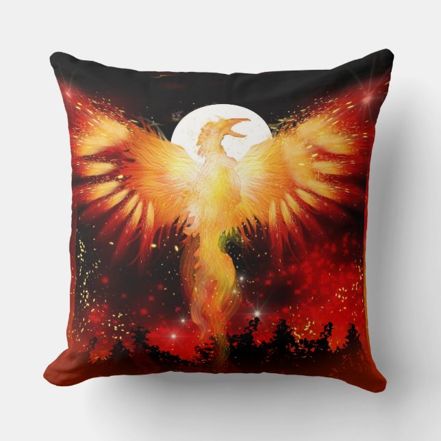 Phoenix Rising Throw Kissen (Vorderseite)