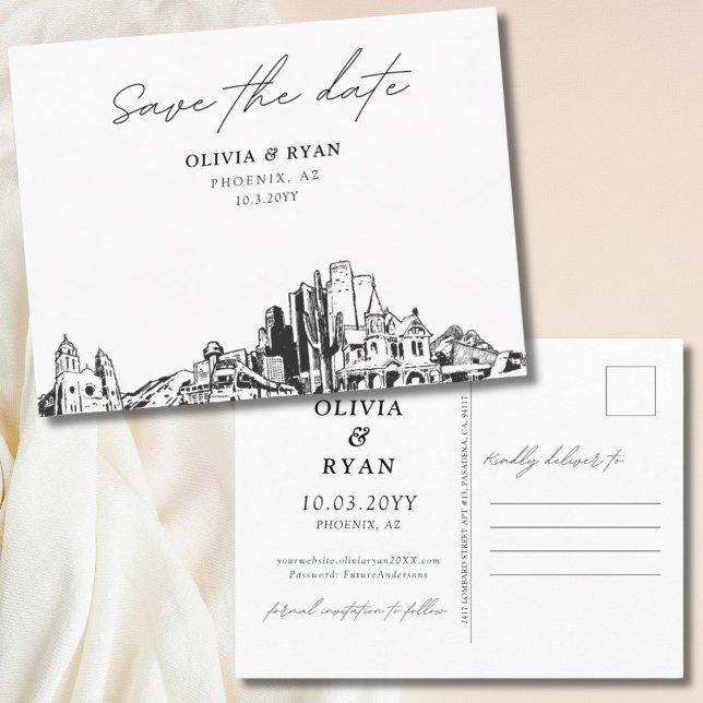 Phoenix Save the Date Postcard Elegante Hochzeit Postkarte (Phoenix Save the Date Postcard Elegant Wedding)
