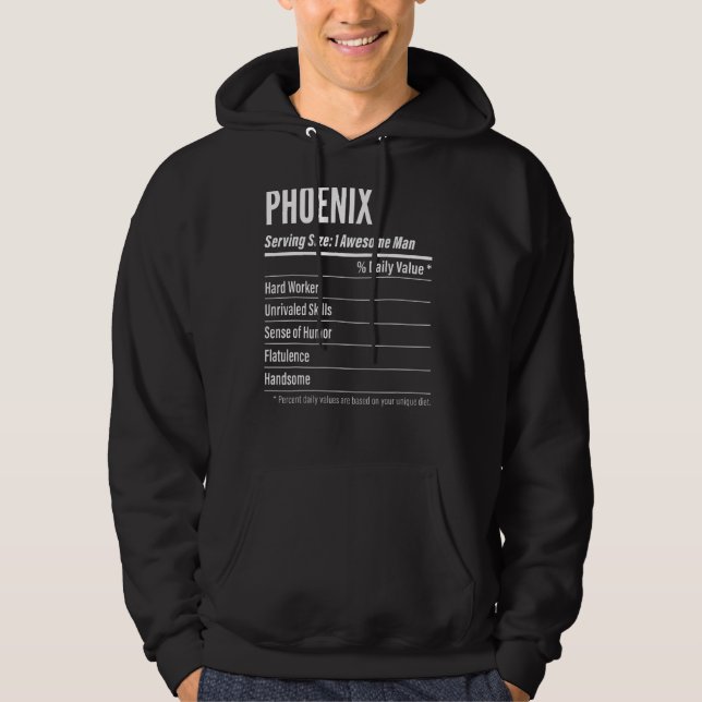Phoenix Serving Size Nutrition Label Kalorien Hoodie (Vorderseite)