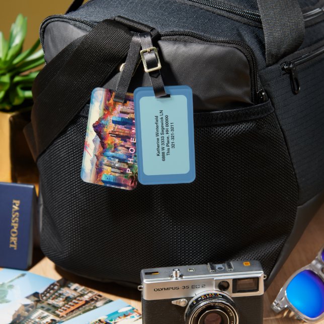 Phoenix Skyline Abstrakte Kunst Gepäckanhänger (Vorderseite & Rückseite)