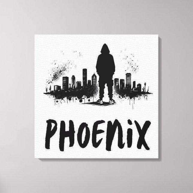 Phoenix Skyline Ink Spritzer Leinwand Art (Vorderseite)