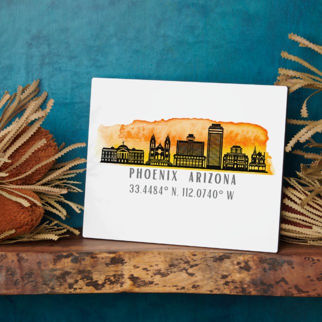 Phoenix Skyline Map Koordinaten Fotoplatte (Seite)