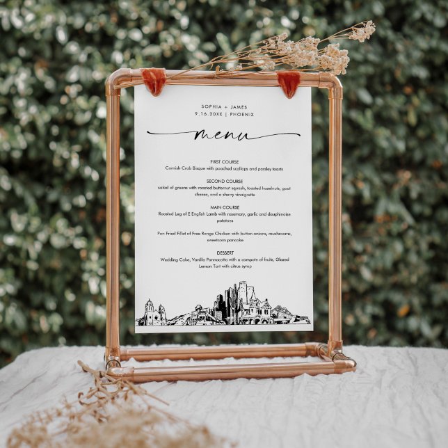 Phoenix Skyline Wedding Dinner Menu Card 12x18 (Von Creator hochgeladen)