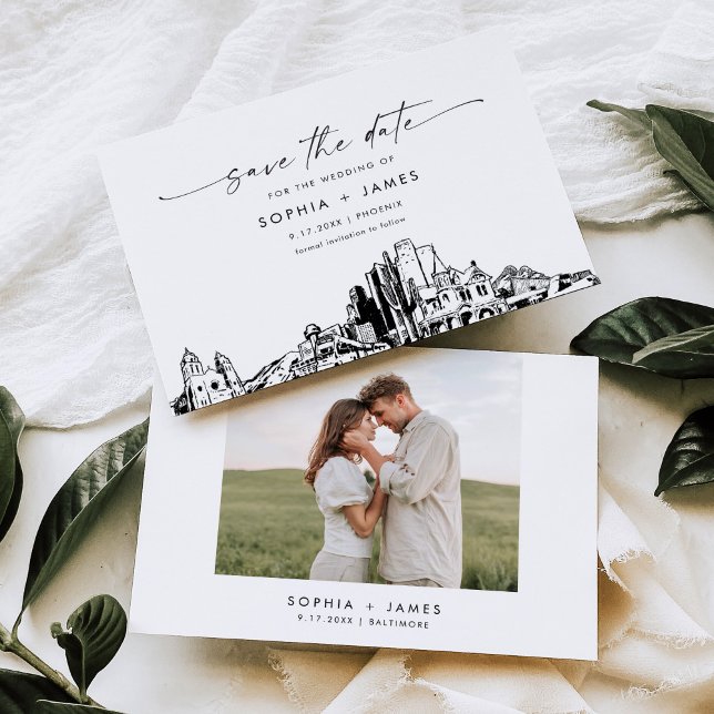 Phoenix Skyline Wedding Save the Date Card Einladung (Von Creator hochgeladen)
