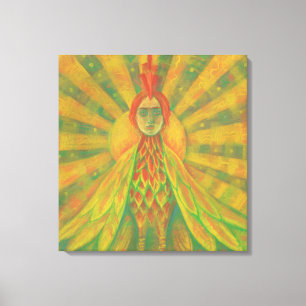 Phoenix Sun Bird Woman Goddess Fantasy Surrealismu Leinwanddruck
