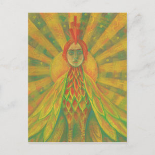 Phoenix Sun Bird Woman Goddess Fantasy Surrealismu Postkarte