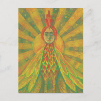 Phoenix Sun Bird Woman Goddess Fantasy Surrealismu Postkarte