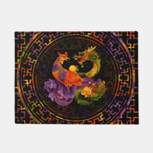 Phoenix und Dragon in Farbe Fußmatte