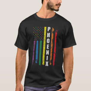 Phoenix US American Flag Regenbogen Gay Lgbt Pride T-Shirt