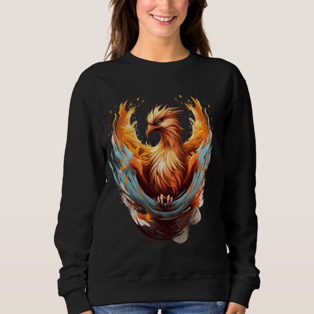 Phoenix-Verjüngung Mythischer Vogelkünstler Sweatshirt (Vorderseite)