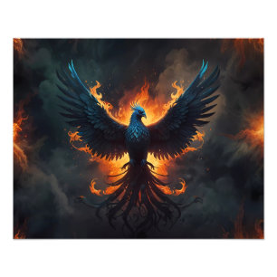 Phoenix-Vogel steigt mit Flammen auf Fotodruck