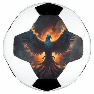 Phoenix-Vogel steigt mit Flammen auf Fußball