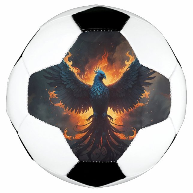 Phoenix-Vogel steigt mit Flammen auf Fußball (Vorderseite)