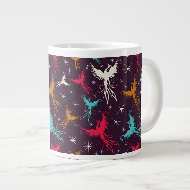 Phoenix-Vogel-Zahl Muster Jumbo-Tasse (Vorderseite Rechts)
