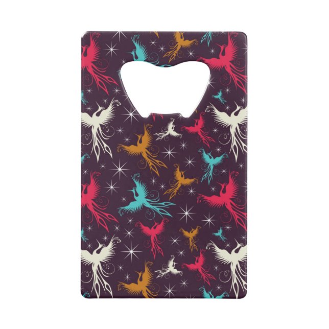 Phoenix-Vogel-Zahl Muster Kreditkarten Flaschenöffner (Vorderseite)