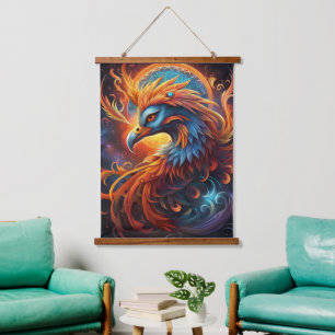 Phoenix-Wandteppich Wandteppich Mit Holzrahmen