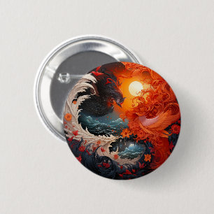 Phoenix Wave Yin Yang Martial Arts Button
