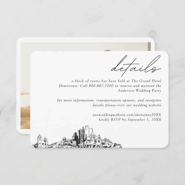 Phoenix Wedding Hotel Zimmerblockdetails Begleitkarte (Vorne/Hinten)