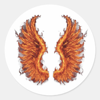 Phoenix wings on fire runder aufkleber