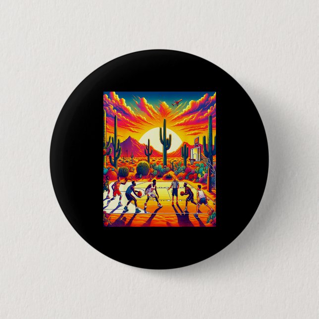 Phoenix Wüsten-Sonnenuntergang Basketball_ Hitzewe Button (Vorderseite)