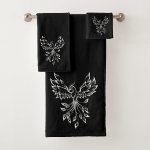 Phoenixanstiege auf schwarz badhandtuch set