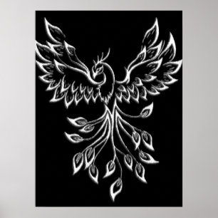 Phoenixanstiege auf schwarz poster