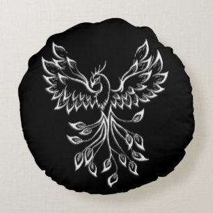 Phoenixanstiege auf schwarz rundes kissen