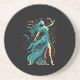 Phoenixerinnen Silhouette in einem fließenden Unte Getränkeuntersetzer