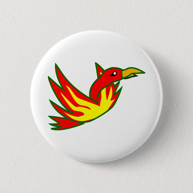 Phoenixvogel mit mythischem Feuerbrand Button (Vorderseite)