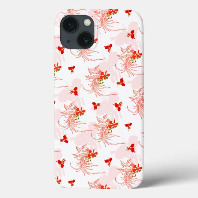 Phoenixvogel und Phoenix-Blume Nahtloses Muster Case-Mate iPhone Hülle (Rückseite)