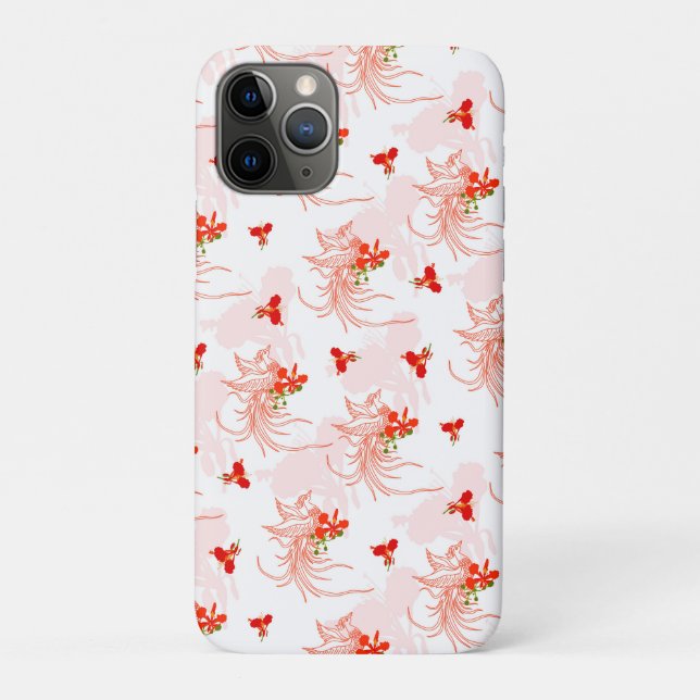 Phoenixvogel und Phoenix-Blume Nahtloses Muster Case-Mate iPhone Hülle (Rückseite)