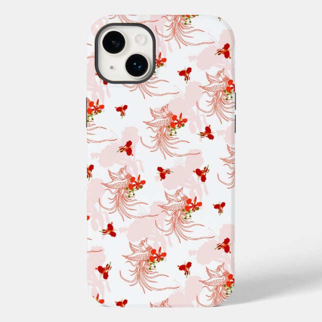 Phoenixvogel und Phoenix-Blume Nahtloses Muster Case-Mate iPhone Hülle (Rückseite)