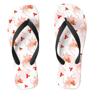 Phoenixvogel und Phoenix-Blume Nahtloses Muster Flip Flops