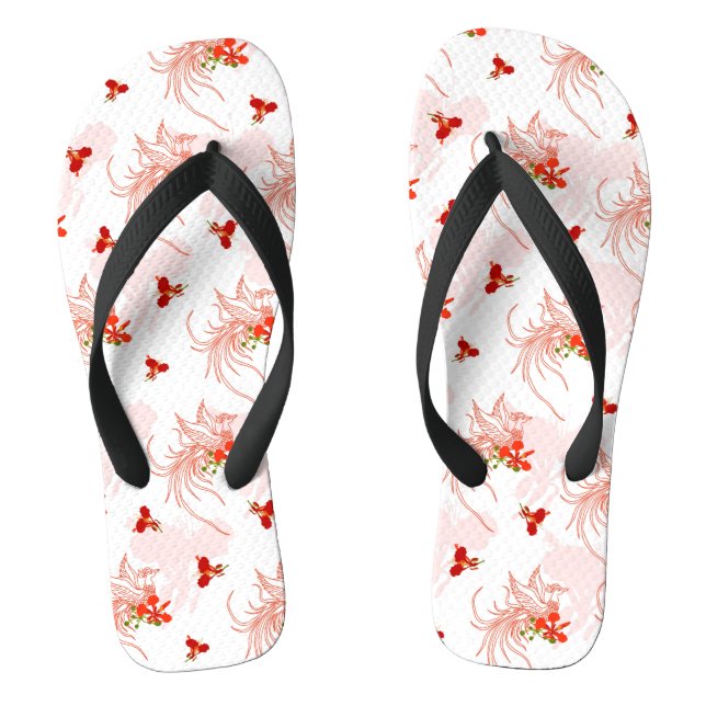 Phoenixvogel und Phoenix-Blume Nahtloses Muster Flip Flops (Fußbett)