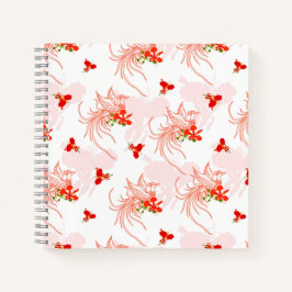 Phoenixvogel und Phoenix-Blume Nahtloses Muster Notizbuch