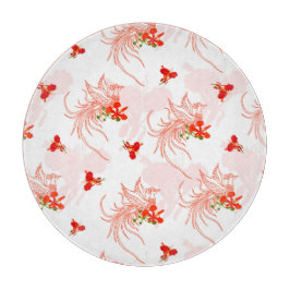 Phoenixvogel und Phoenix-Blume Nahtloses Muster Schneidebrett