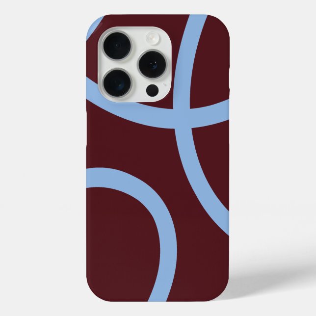 Phone Case – Blue Lines on Burgundy (Rückseite)
