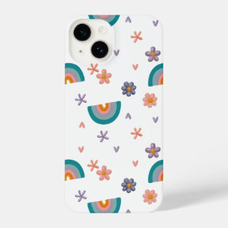 Phone Case – Rainbow and Flowers Cute Design iPhone 14 Hülle