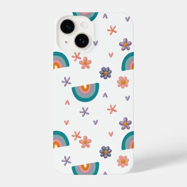 Phone Case – Rainbow and Flowers Cute Design iPhone Hülle (Rückseite)