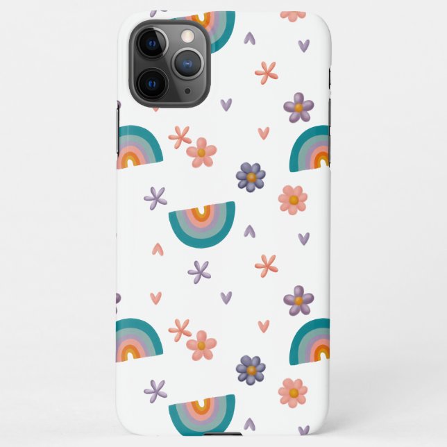Phone Case – Rainbow and Flowers Cute Design iPhone Hülle (Rückseite)