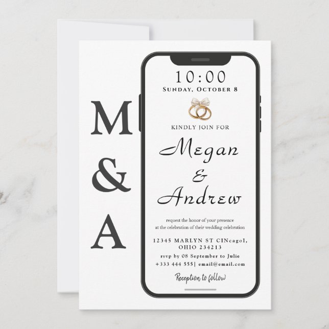 Phone Lock Screen Wedding Invitation (Vorderseite)