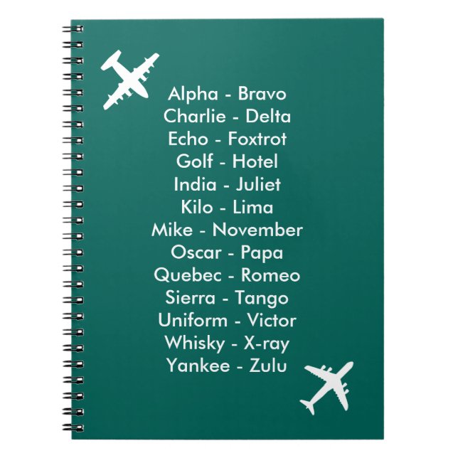 Phonetic Alphabet Airplane Blue Air Cadet Notebook Notizblock (Vorderseite)