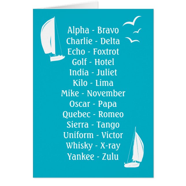 Phonetic Alphabet Blue Ships Captain Boating (Vorne)