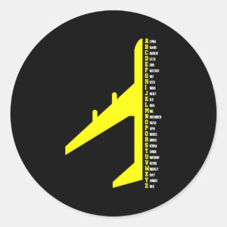 Phonetic Alphabet Pilot Flugzeug Aviator Runder Aufkleber